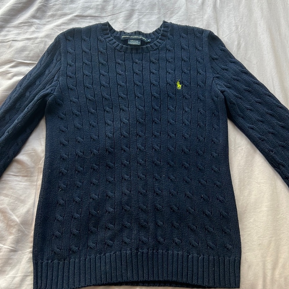 EUC navy blue cable knit RL Sport sweater